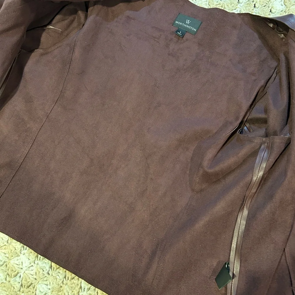 Worthington Plumb Faux Leather Zipper Jacket Size Large - Picture 7 of 9